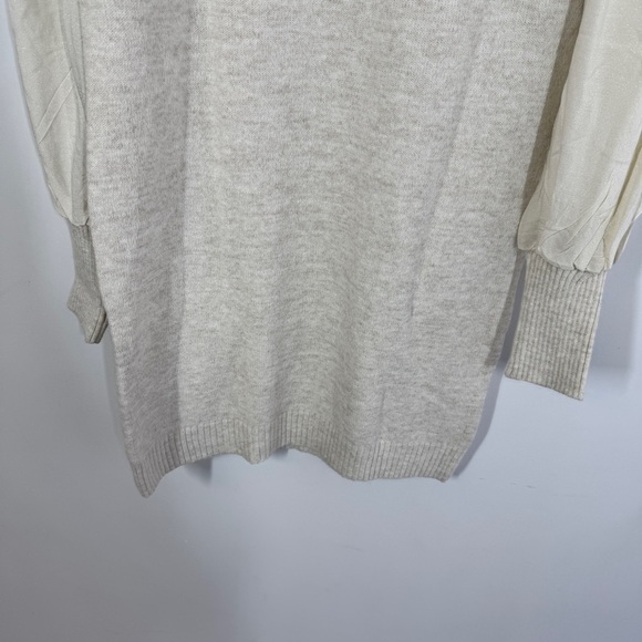 FIGARO Beige Sweater Long Sleeve Ruffle Knit Mini Dress  Quiet Luxury Size 2 - Picture 11 of 13